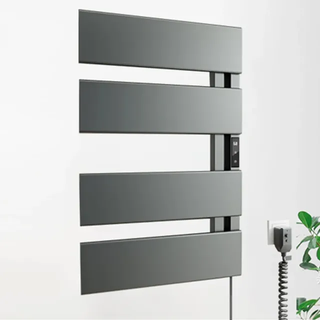 Sèche serviettes mural électrique aluminium laqué gris… – vue 6
