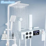 Pommeau de douche à effet pluie, ensemble de douche numérique blanc, système de douche thermostatique à LED, HOmall F/05, qualité