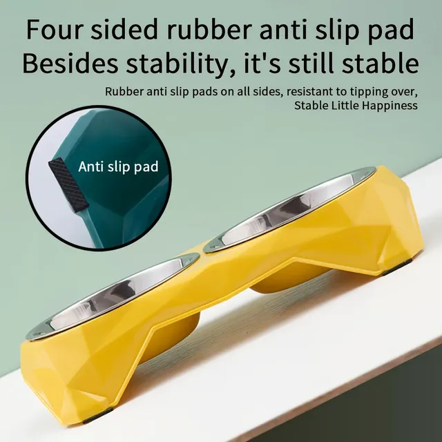 Double bol en acier inoxydable pour animaux de compagnie – vue 5
