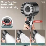 Pommeau de douche filtre 3 modes avec Massage-pulvérisateur portatif de pluie haute pression, purificateur d&rsquo;eau pour accessoires de salle de bain