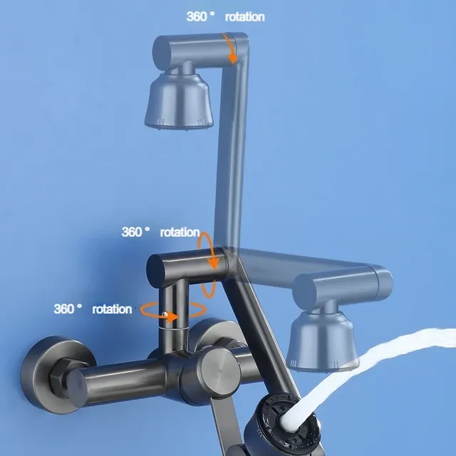 Robinet de cuisine mural en acier inoxydable – vue 4
