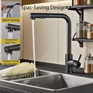 Robinet d'évier de cuisine extractible noir