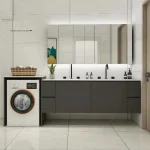 Armoire à linge de salle de bains de bassin en céramique en bois moderne personnalisée de luxe 716 pour laver les vêtements