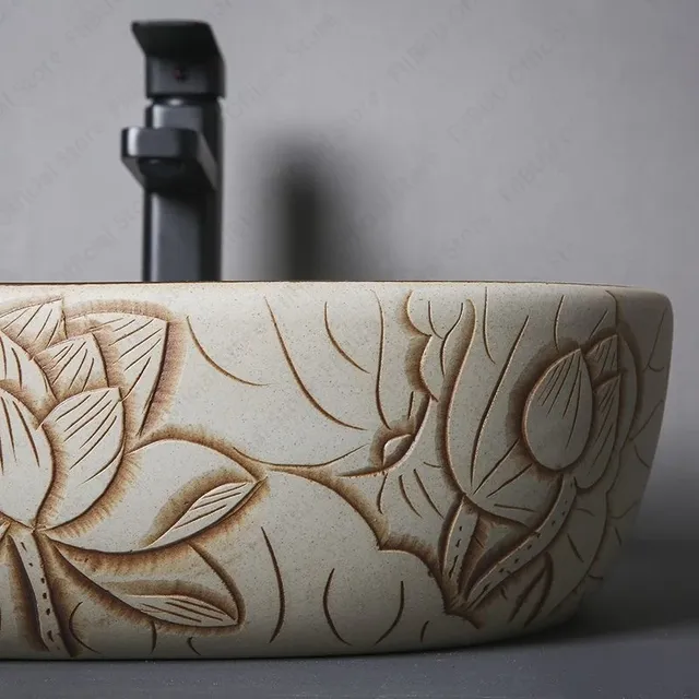 Évier en céramique à motif floral – vue 5