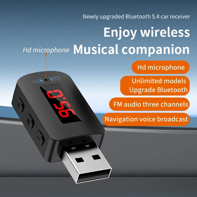Transmetteur et récepteur de voiture Bluetooth 5.4 – vue 2