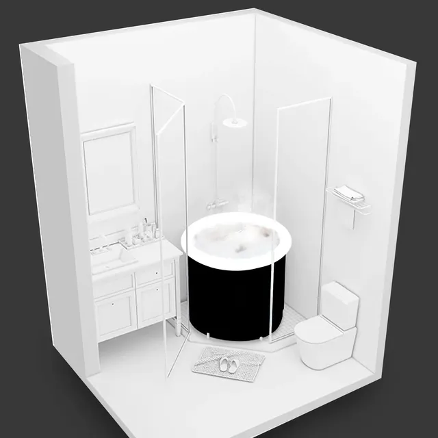Bain à Bulles Noir Pliable en PVC Gonflable avec… – vue 5