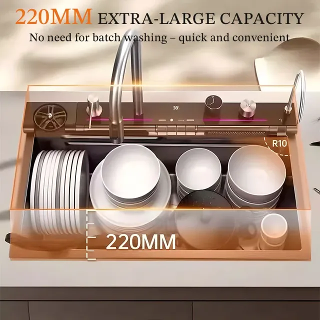 Grand évier de cuisine multifonctionnel à double piste – vue 5