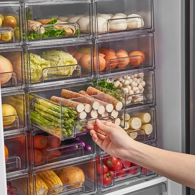 Organisateur réfrigérateur empilable transparent tiroirs… – vue 3