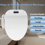 Siège de toilette intelligent bidet pour salle de bains : Siège chauffant, fermeture douce anti-bruit, séchoir réglable, lavage avant/arrière avec eau tiède instantanée, télécommande et lumière nocturne LED