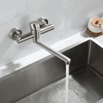 Mélangeurs de robinets de cuisine muraux en acier inoxydable 304, robinet d&rsquo;évier mélangeur d&rsquo;eau chaude et froide, vadrouille, robinet de piscine, robinet de lavabo