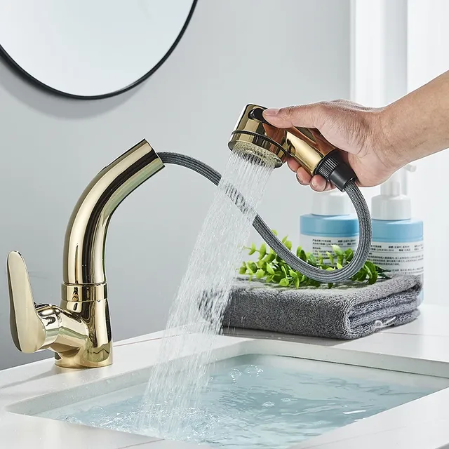 Robinet de lavabo de salle de bains doré – vue 4