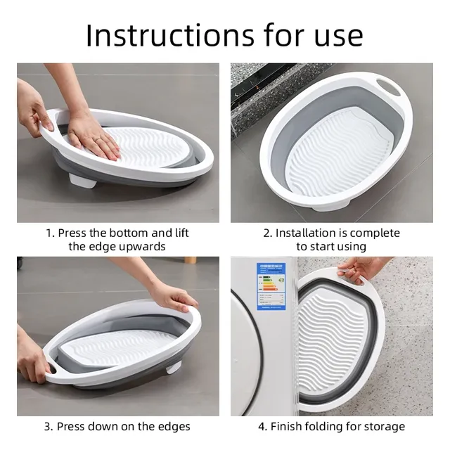 Bassine pliable portable silicone plastique pliant ovale… – vue 6