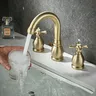 Robinet lavabo laiton brossé or mat col cygne bec haut… – vue 3