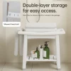 Bancs de douche HDPS, chaise de douche Durable, espaces de rangement à 2 niveaux et double poignées, tabouret étanche avec coussinets antidérapants pour salle de bain Bancs de douche HDPS, chaise de douche Durable, espaces de rangement à 2 niveaux et double poignées, tabouret étanche avec coussinets antidérapants pour salle de bain