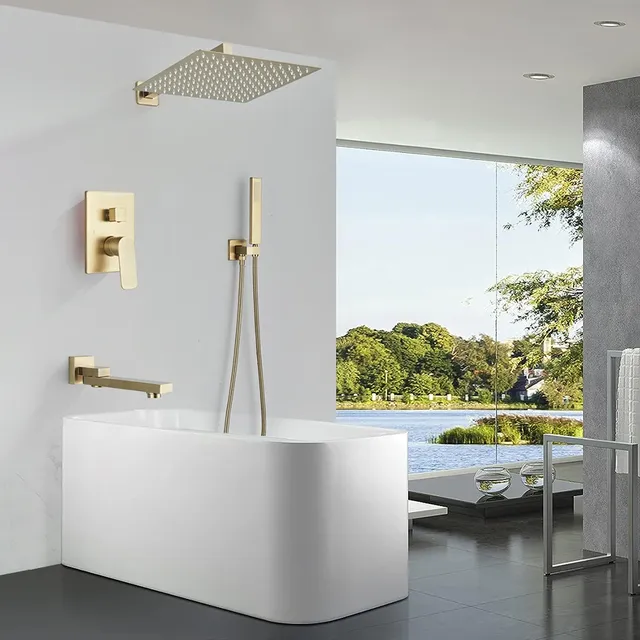 Ensemble de robinets de douche en or brossé – vue 2