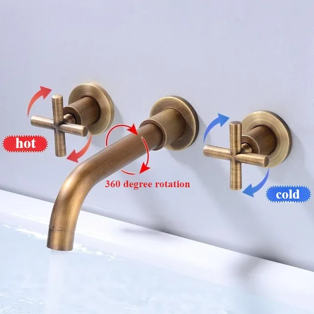 In-Wall Basin Faucet Set 3 hole Gold/Black Gold Brass… – vue 3