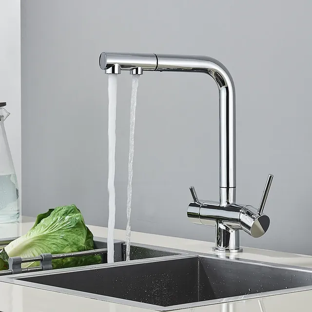 Robinet de cuisine filtré extractible en laiton chromé – vue 4