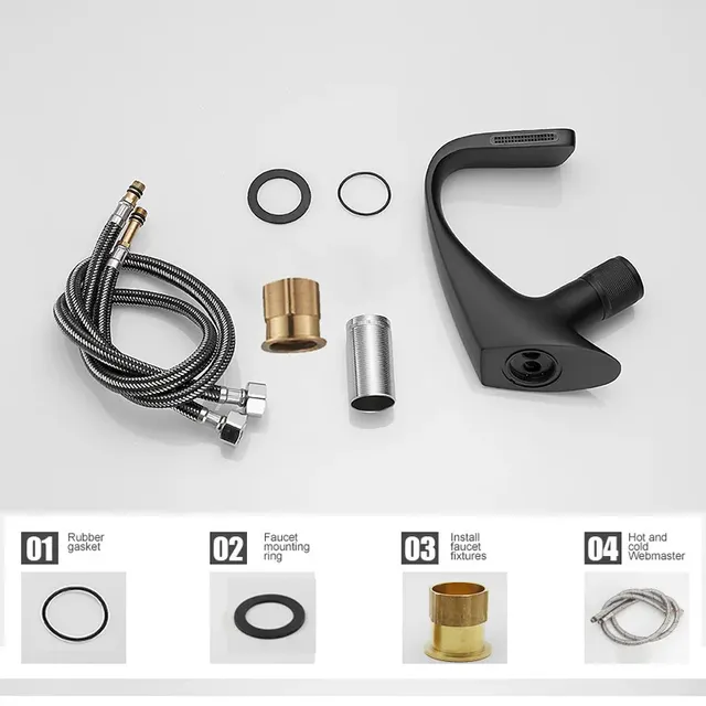 BAKALA robinets de lavabo noir mat cascade robinet de… – vue 7