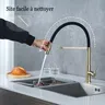 Robinet de cuisine robinet d'évier en or brossé mitigeur… – vue 4