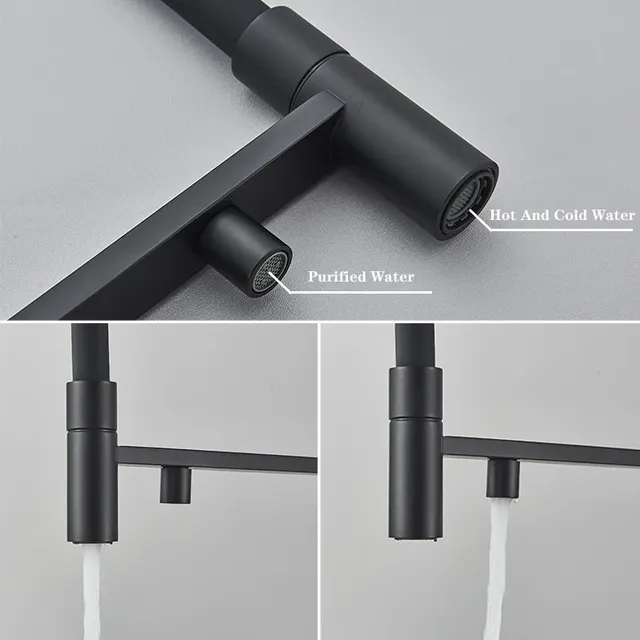 Mitigeur cuisine monotrou bec haut col flexible noir mat… – vue 4