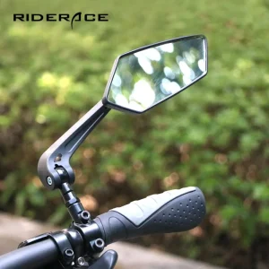 Rétroviseur vélo guidon fixation collier universel aluminium noir mat miroir verre 60mm 150mm articulé réglable multiangle grand champ vision Rétroviseur vélo guidon fixation collier universel aluminium noir mat miroir verre 60mm 150mm articulé réglable multiangle grand champ vision