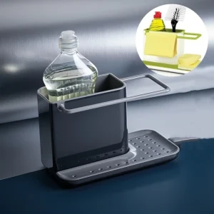 organisateur évier rangement ustensiles éponge savon bac vidange plateau égouttoir amovible réservoir dissimulé brosse flacon moderne minimaliste anthracite plastique brillant organisateur évier rangement ustensiles éponge savon bac vidange plateau égouttoir amovible réservoir dissimulé brosse flacon moderne minimaliste anthracite plastique brillant