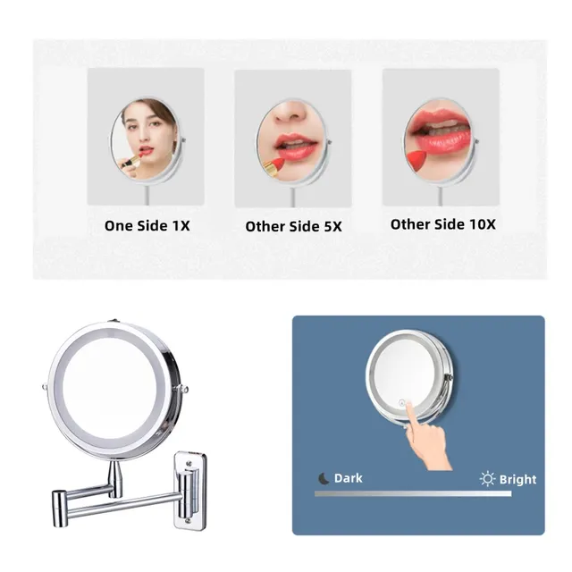 Miroir de maquillage mural grossissant 10x deux côtés – vue 5
