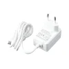 chargeur secteur mural connecteur type c alimentation 27W compatible Raspberry Pi5 blanc câble intégré 120cm 18AWG prises US EU UK