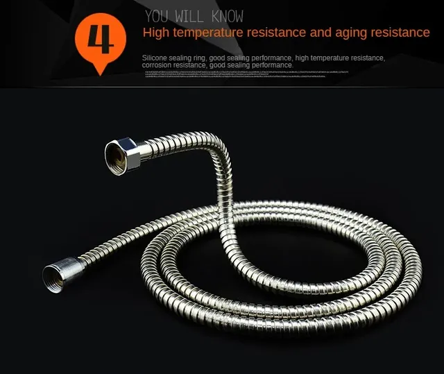 Tuyau douche acier inoxydable chromé spiralé épais… – vue 6