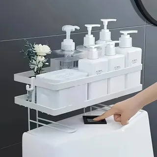 Étagère rangement salle bain toilettes compacte blanche plastique ABS…