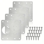 Panneau de réparation de charnière d&rsquo;armoire 4 pièces, kit de panneau de réparation de charnière de cuisine comprenant des vis de fixation, des portes en bois de protection, des meubles
