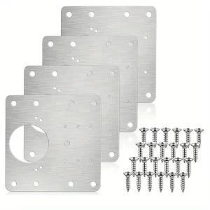 Panneau de réparation de charnière d&rsquo;armoire 4 pièces, kit de panneau de réparation de charnière de cuisine comprenant des vis de fixation, des portes en bois de protection, des meubles