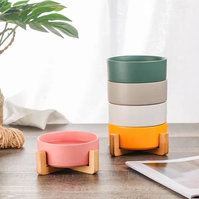 Filles en céramique avec support en bois pour animaux de… – vue 4