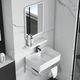 Lavabo mural Simple en porcelaine blanche