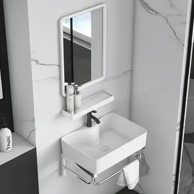 Lavabo mural Simple en porcelaine blanche