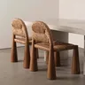 Wabi-Sabi Chaise de salle à manger en rotin et bois massif – vue 2