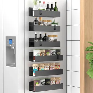 Étagère murale magnétique cuisine métal noir mat minimaliste six…
