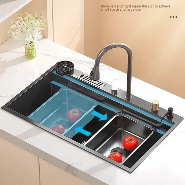 Évier de cuisine cascade en acier inoxydable – vue 4