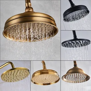 Pommeau douche pluie rond laiton massif brossé antique doré noir mat…