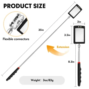 Miroir pliant de détection 50 mm 360 ° Réflecteur rotatif universel, outil de réparation automobile, accessoire miroir d’inspection inférieur télescopique Miroir pliant de détection 50 mm 360 ° Réflecteur rotatif universel, outil de réparation automobile, accessoire miroir d’inspection inférieur télescopique