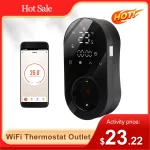 Prise de Sortie Thermoélectrique Wi-Fi 16A, Contrôle Vocal, Contrôle de Température, Écran LED, Bouton Tactile, Radiateur, Religieux