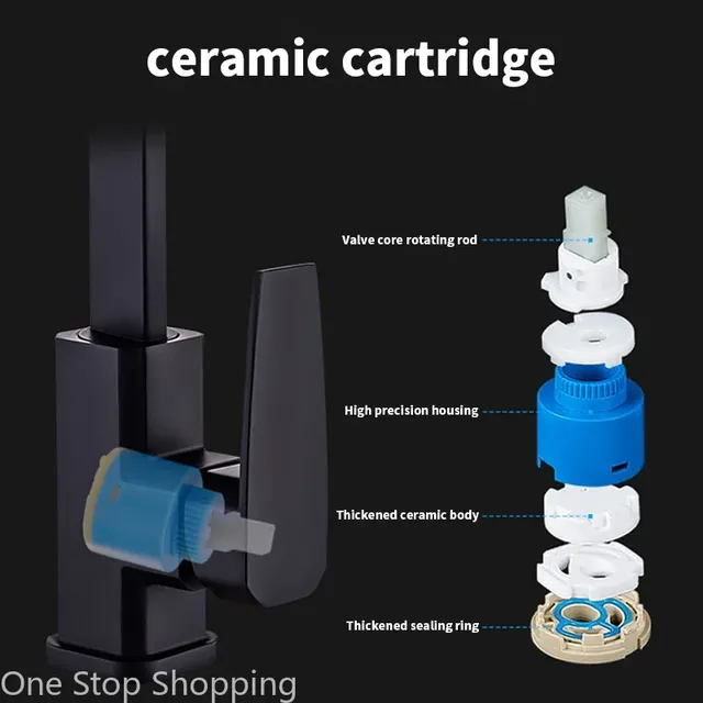 Robinets d'eau chaude et froide carrés en acier inoxydable – vue 4