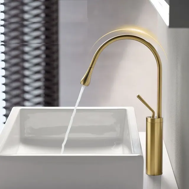 Robinet de lavabo en laiton noir/Chrome/or – vue 4