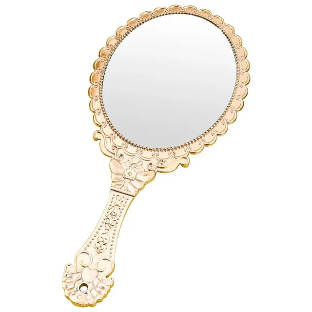 Miroir vintage ovale festonné or rose gravé floral dos… – vue 5