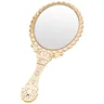Miroir vintage ovale festonné or rose gravé floral dos… – vue 5