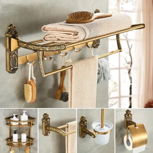 Ensemble de serviettes murales antiques HOHardware T1, brosse de toilette T1, sèche-cheveux T1, coin de douche à vaisselle Regina, accessoires T1 Bague de serviette de salle de bain