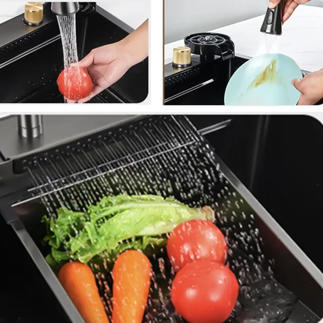 Évier cuisine acier inoxydable noir mat grand cuve… – vue 4