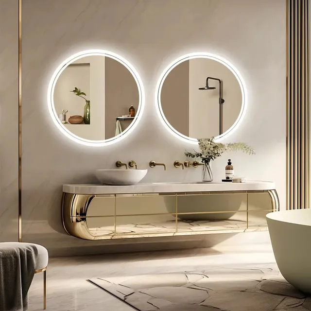 Miroir de salle de bain intelligent LED HD avec lumières – vue 3