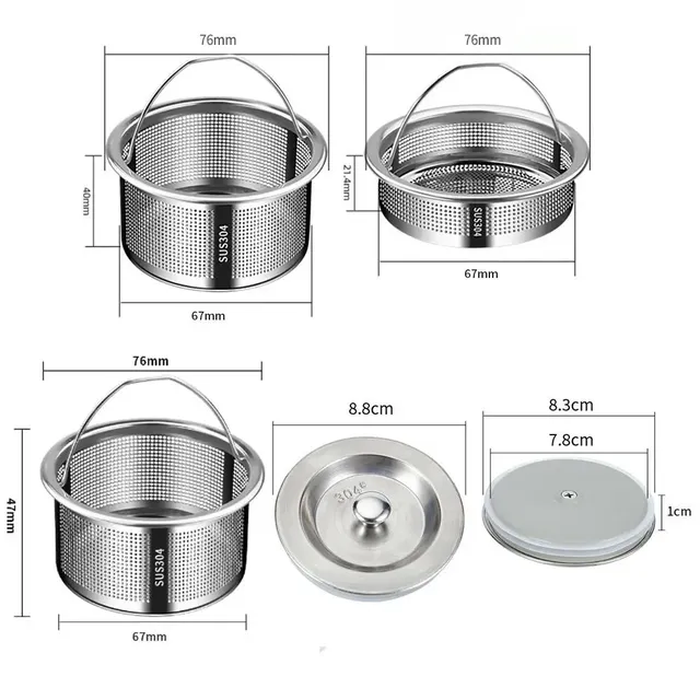 Filtre grille évier acier inoxydable 304 argent poli… – vue 6