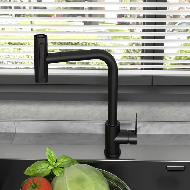 Robinet d'évier de cuisine extractible noir – vue 5